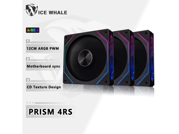 4x Ventilador de Gabinete para PC ICE Whale Prism 4RS ARGB 120mm