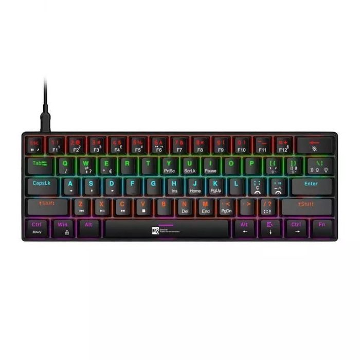 Teclado Mecanico R8 1037, Rgb, Abnt2, Switch Azul, Preto, R8-1037-Rbw-Abnt2
