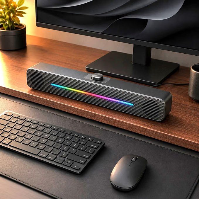 Caixa de Som Soundbar RGB 12W para PC Notebook TV USB P2
