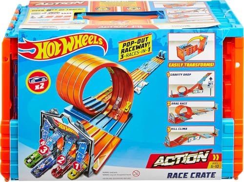 Kit Pista Hot Wheels Caixa de Corrida Mattel. Pista dobrável com lançador e loop portátil para brincar em qualquer lugar. Para crianças a pa
