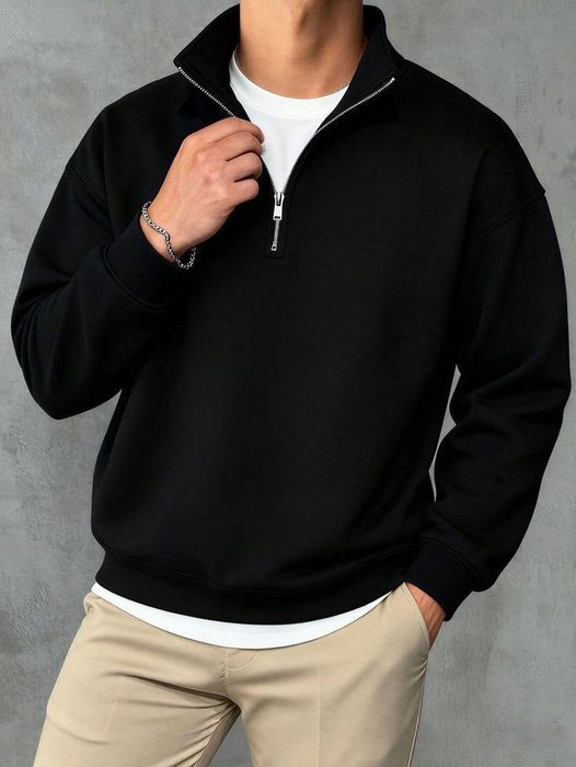 Blusa Moletom Quarter-zip Masculina Premium - Km Basics P ao GG