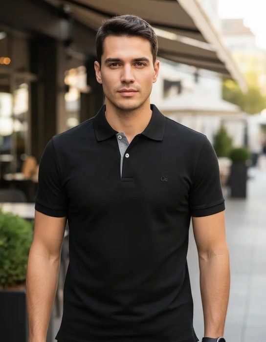 Camisa Gola Polo Social Masculina Slim Algodão Casual Ogochi P ao XG