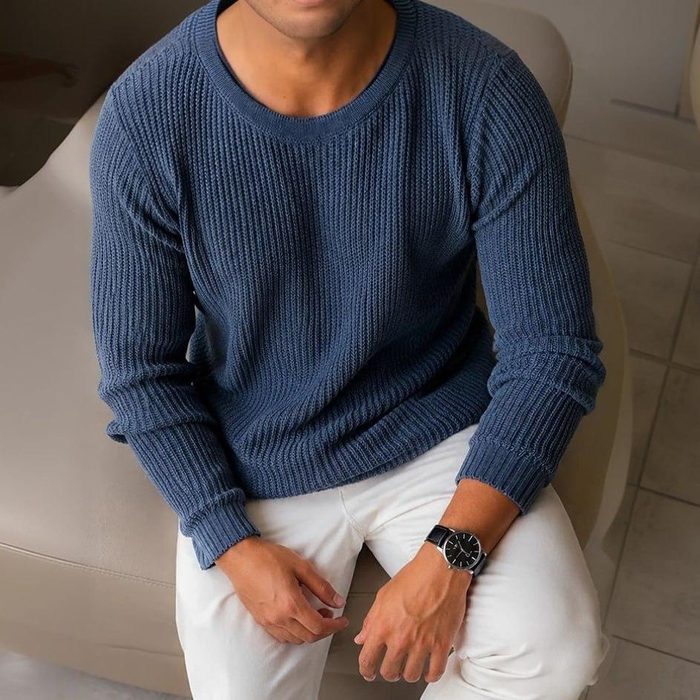 Suéter Masculino Lã Tricot Blusa De Frio Social Manga Longa P ao GG