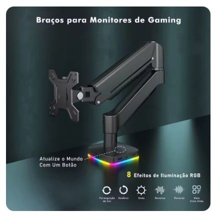 Braço Articulado Monitor RGB - 8 efeitos de iluminação 17" - 34" Polegadas