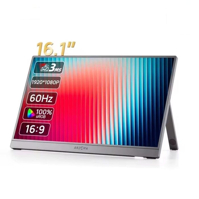Monitor Portátil Arzopa Z1c 16,1" Ips Full Hd 1080p, 60Hz, 100% sRGB, 300cd/m2, Usb-C/Mini Hdmi, Hdr10