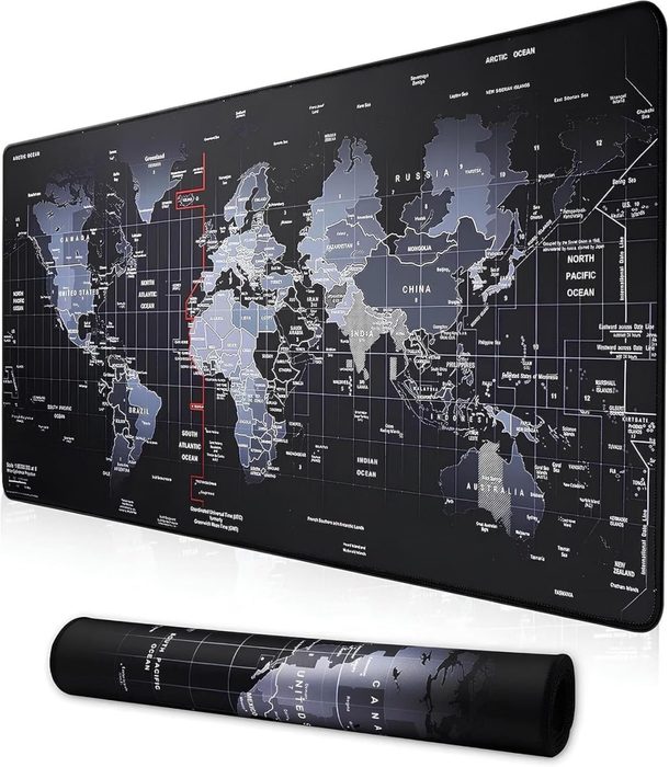 Mouse Pad Gamer 80x30 Extra Grande Mapa Mundi Antiderrapante