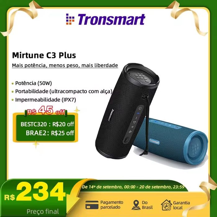 Caixa de Som Tronsmart Bluetooth Mirtune C3 Plus 50W