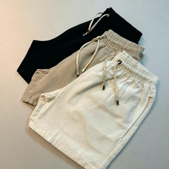 Kit 3 Shorts Bermuda em Linho