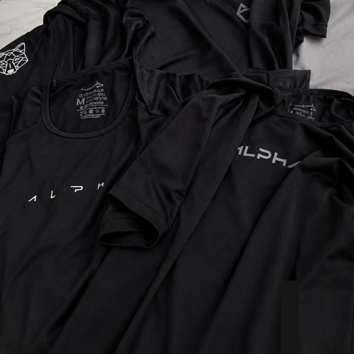 Kit com 5 Camisetas Dry All Black Alpha