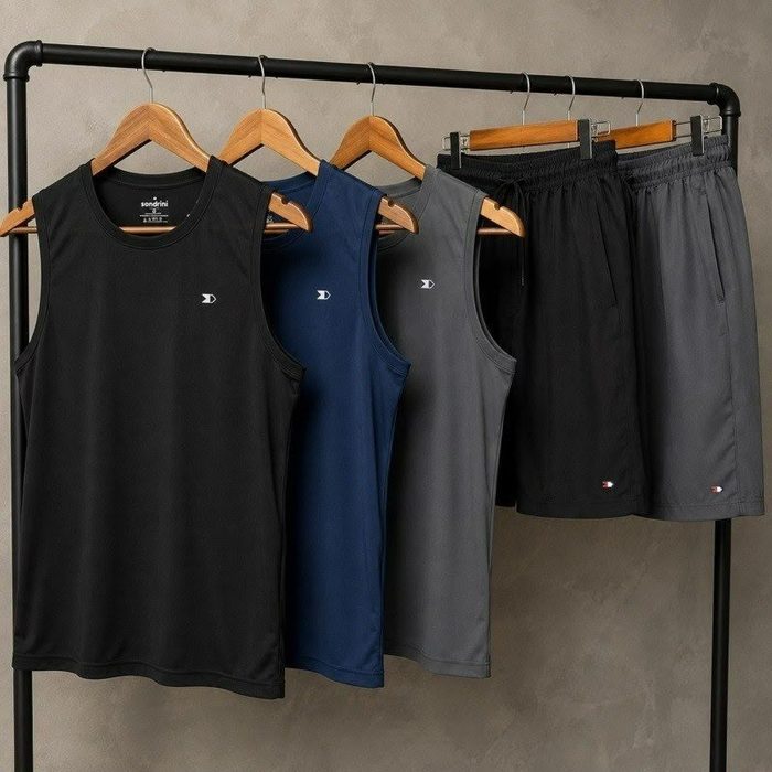 Kit 3 Camisas Regata Dry-fit Sandrini + 2 Short Tactel