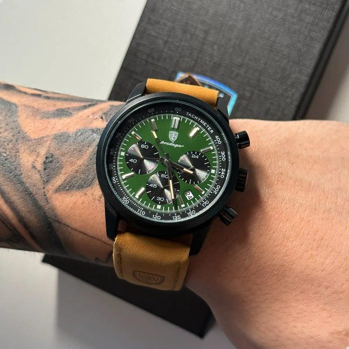 Relógio Luxo Poedagar Masculino Pulseira Em Couro 6 cores