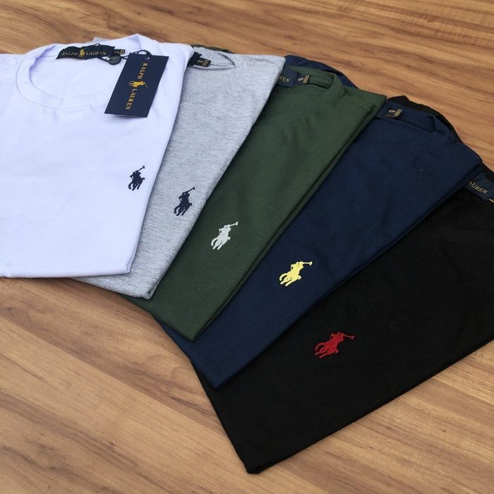 Camiseta Ralph Lauren Preta Básica Masculina Lisa Algodão M ao GG