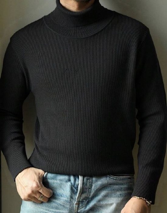 Suéter Masculino Gola Alta Tricô Canelado Cacharrel M ao GG