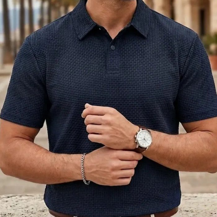 Camisa Polo Texturizada Masculina Old Money Casual Premium P ao G1