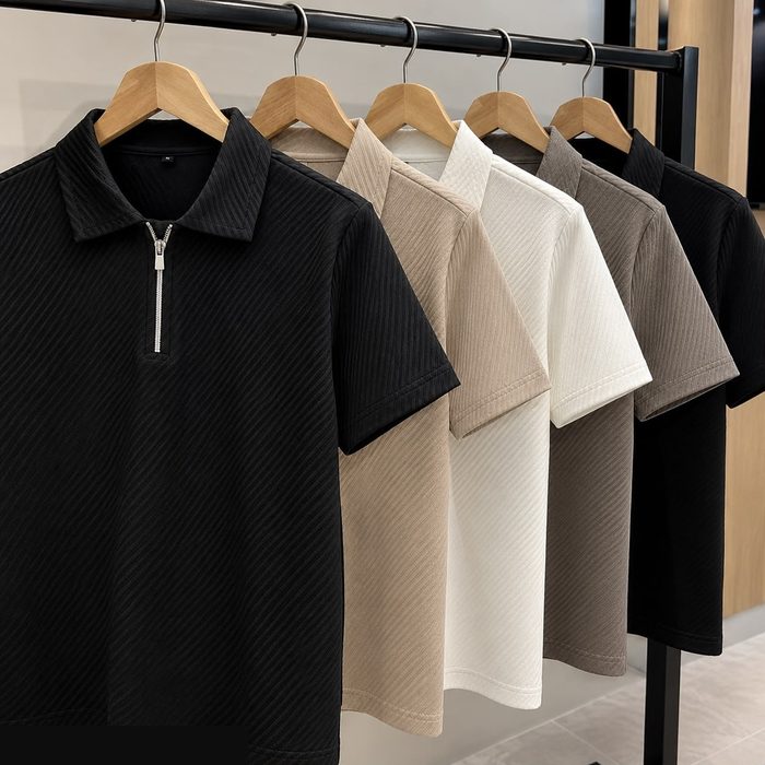 Kit 3 Camiseta Polo Zíper Canelada