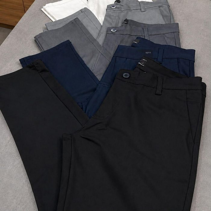 Kit 3 Calça Masculina Sarja Slim Alfaitaria Esporte Fino Preto-bege-chumbo 36 ao 48