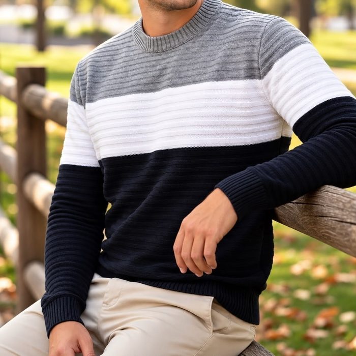 Suéter Masculino Blusa De Frio Lã Tricô Texturizado Premium Prata Casaco Masculino Térmico P ao GG