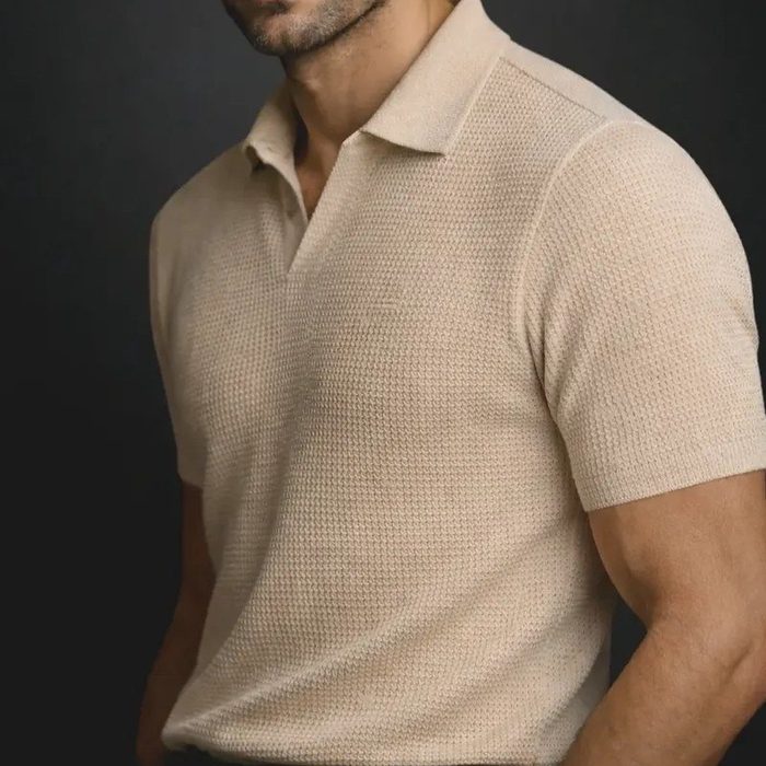 Camisa Camiseta Polo Masculina Texturizada Sem Botão P ao G3