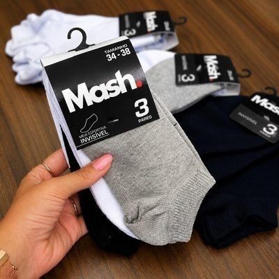 Kit 10 Pares Meia Invisível Soquete Algodão Confortável Mash 28-44