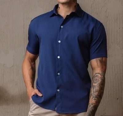 Camisa Social Masculina Gola Italiana Confortável P ao XG