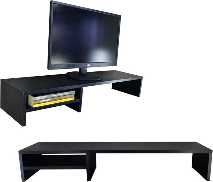 Suporte Para Monitor Elevado Mesa Home Office Setup Gamer Organizador MDF 90cm Preto
