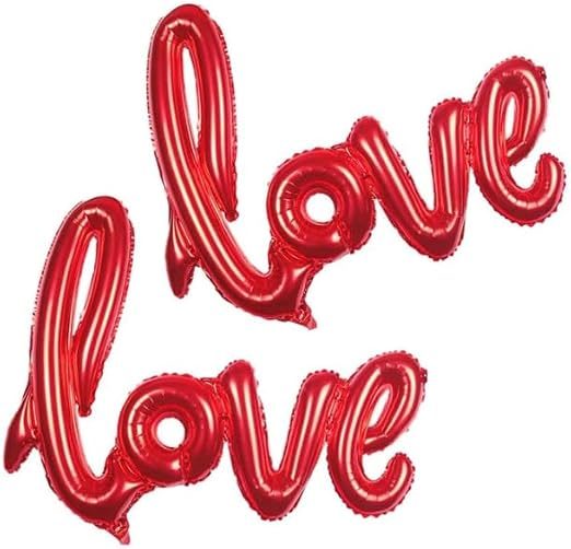 Balão Metalizado Letra LOVE Vermelho 100cm Decoração Festa Romântica | Válvula automática facilita encher com ar ou bomba manual