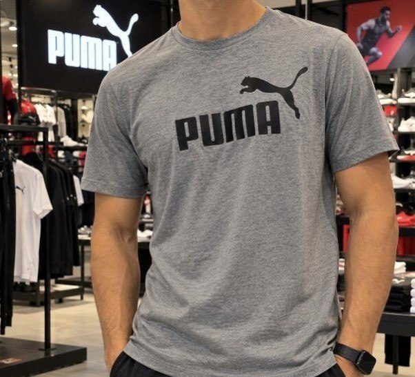 camiseta puma ess logo tee medium gray heather liso