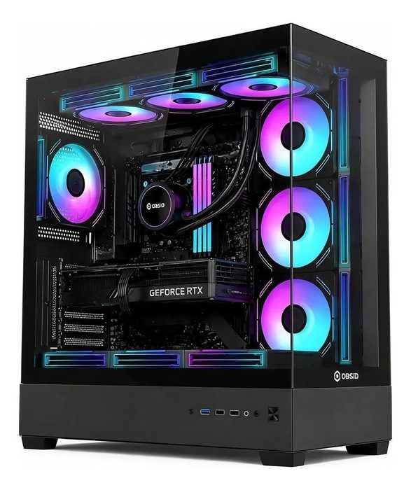 gabinete obsid frame preto vidro mid tower