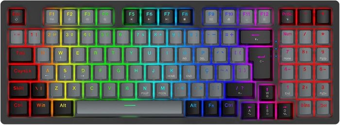 Teclado Mecânico Gamer com Fio 95 Teclas, RGB com 20 Modos de Iluminação, Switch Vermelho Hot Swap