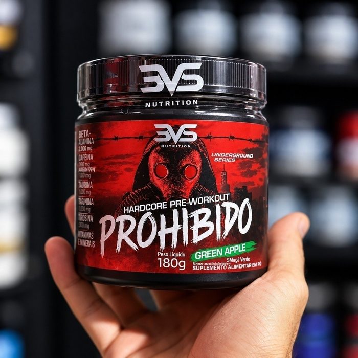 suplemento 3vs pre treino prohibido 180g green apple