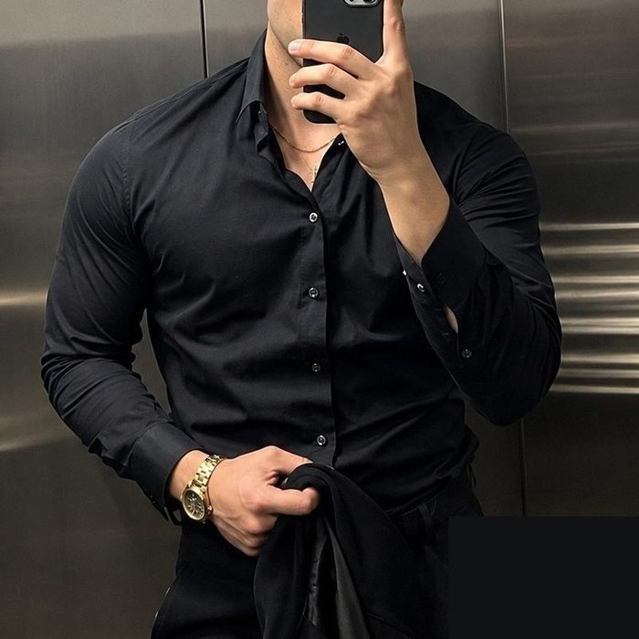 camisa social slim manga longa