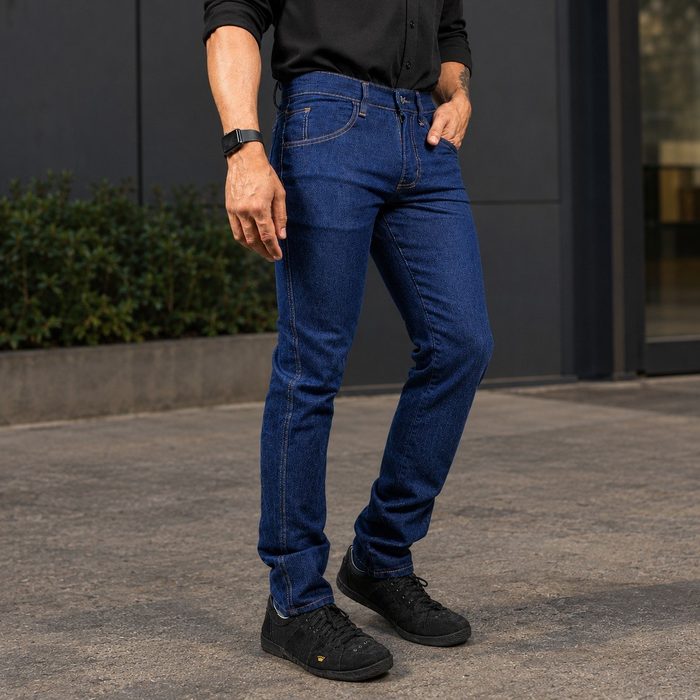 calça jeans masculina básica tradicional premium lycra