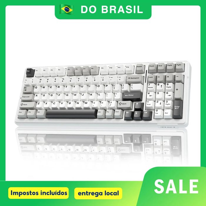 Teclado Mecânico Aula F99 Pro Tri-mode 8000mAh, Hot Swappable + Knob