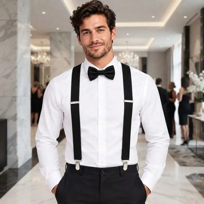 acessórios masculinos closet dourado kit suspensório adulto gravata borboleta