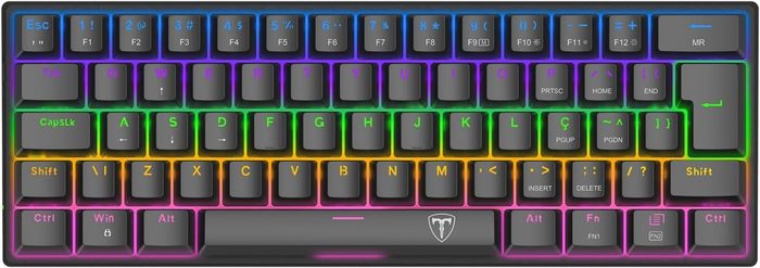 teclado mecânico t-dagger arena 60% switch marrom t-tgk321-br