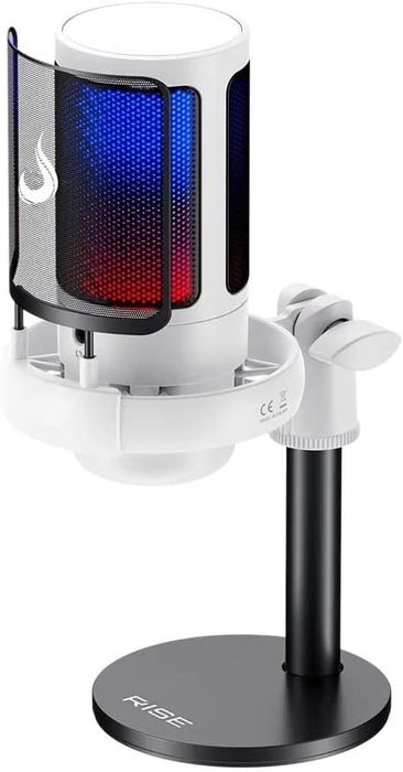 microfone rise mode elite 05 usb rgb branco