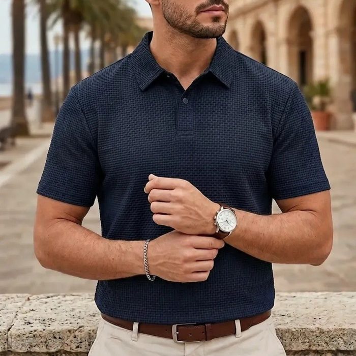 Camisa Polo Texturizada Masculina Old Money Casual Premium P ao G1