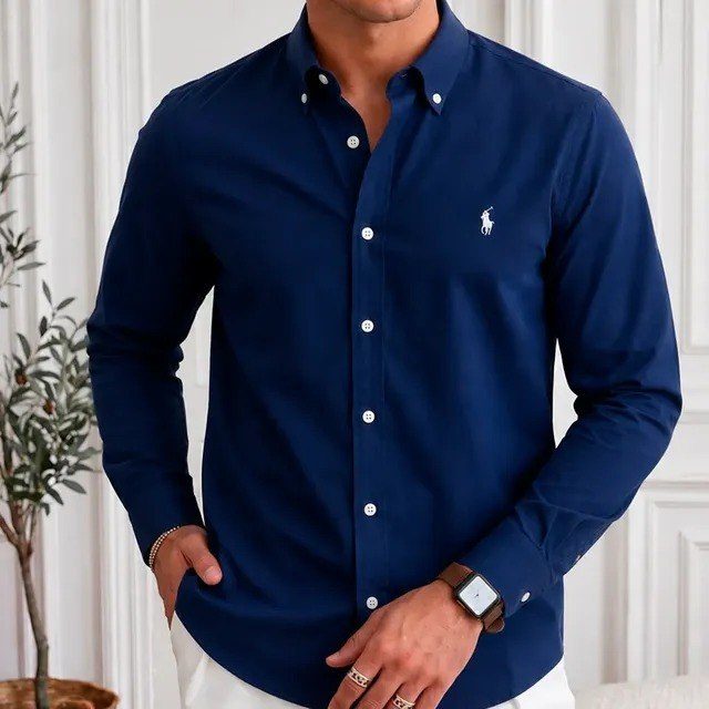 camisa social ralph lauren oxford