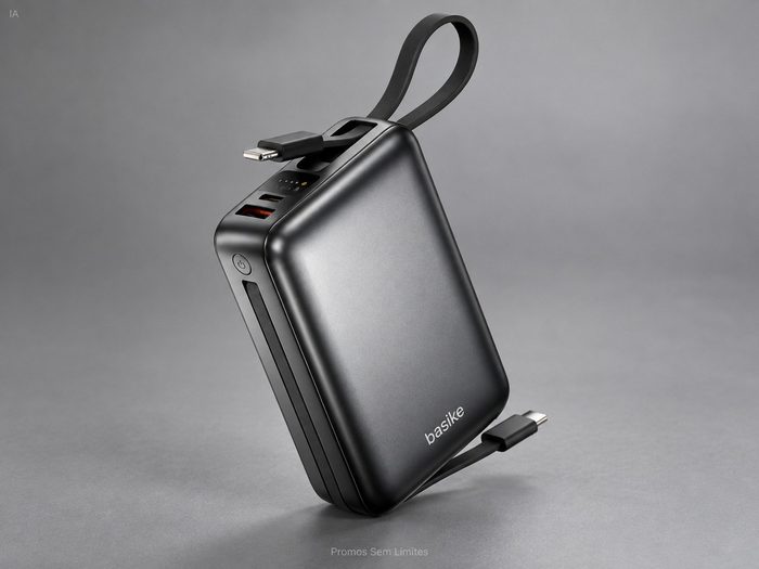 power bank basike 20000mah 22w com cabos embutidos