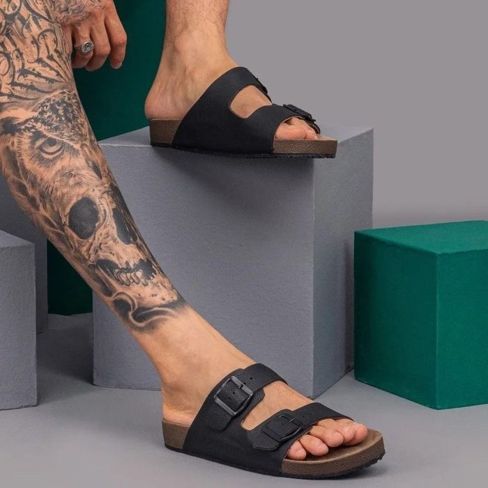 sandália nathos birken couro legítimo masculina