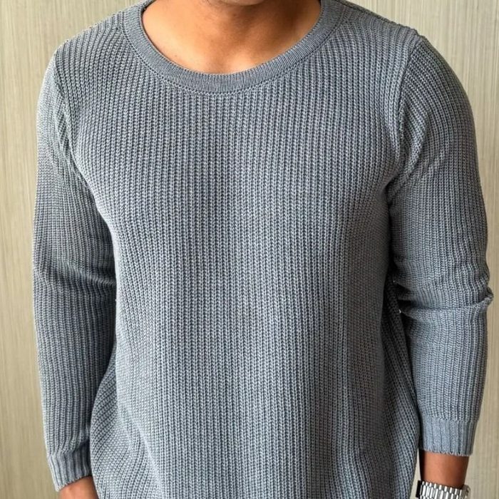 suéter masculino lã tricot manga longa