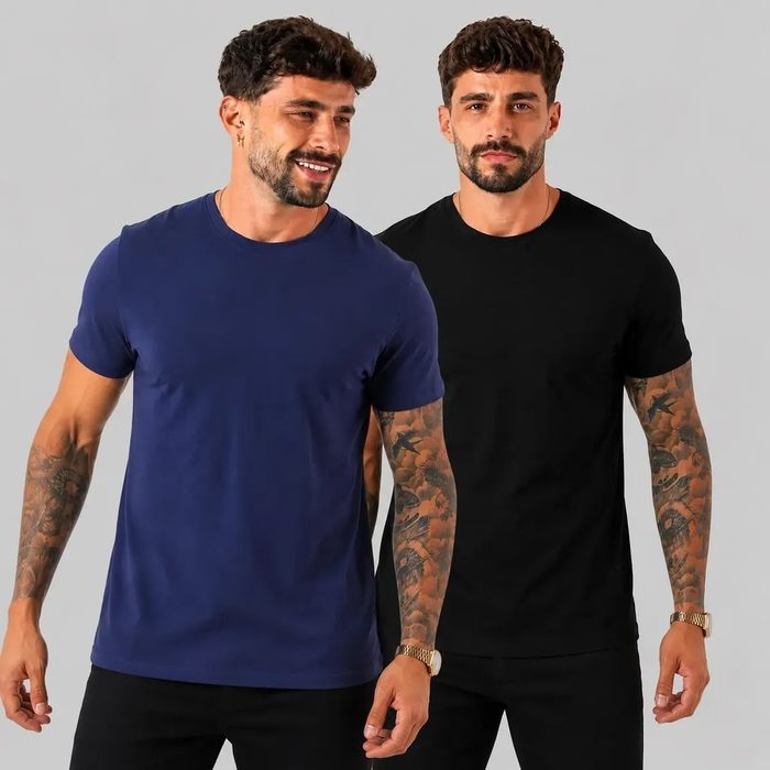 kit 2 camiseta masculina malha peruana premium