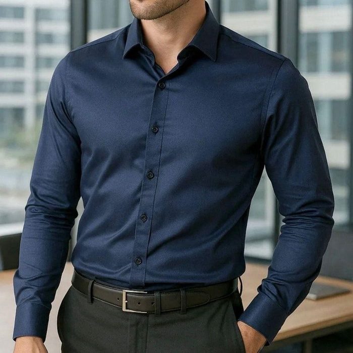 camisa social basswaves slim fit premium passa facil preto liso