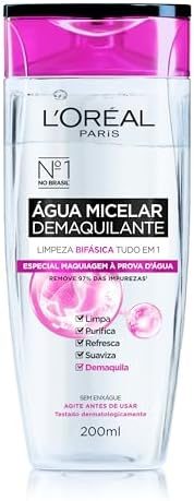 Água Micelar Bifásica L'Oréal Paris Solução de Limpeza 5 em 1, 200ml