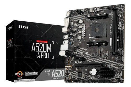 Placa-mãe MSI A520M-A PRO AM4 MATX DDR4 HDMI DVI M.2