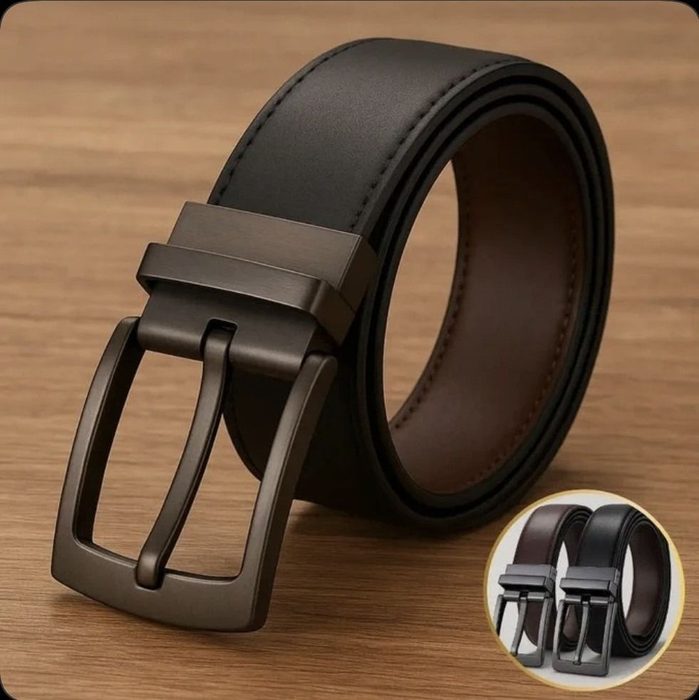 cinto masculino couro dupla face 2 em 1 preto marrom 130cm
