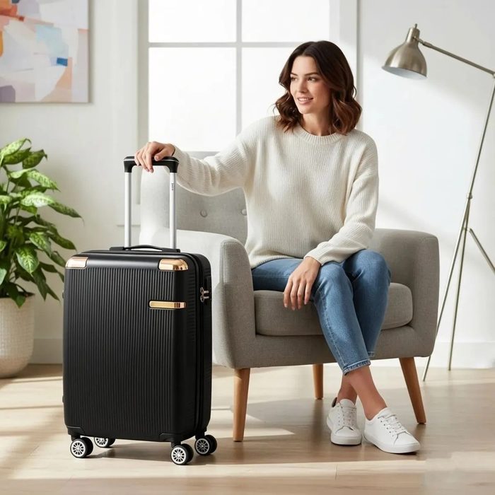 mala de viagem sweet studio de bordo 360o pequena 10kg preto listras 2080