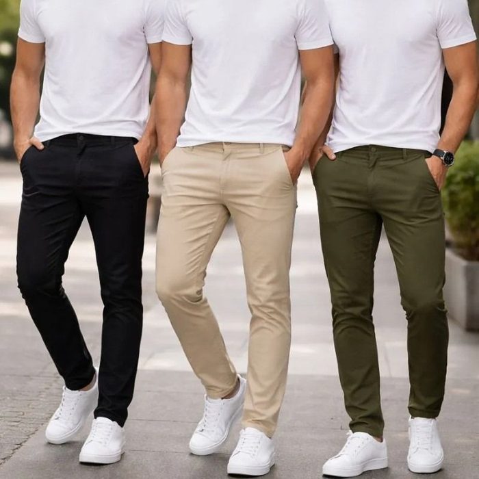 roupas kit 3 calças masculinas social alfaiataria sarja lycra chino 38 a 48