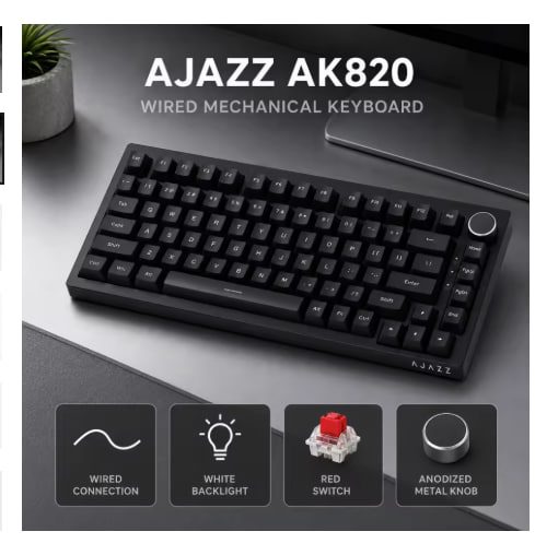 teclado ajazz ak820 switch red hot swappable
