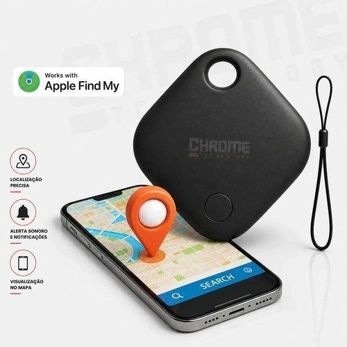 rastreador smart tag gps com cordão chaveiro preto
